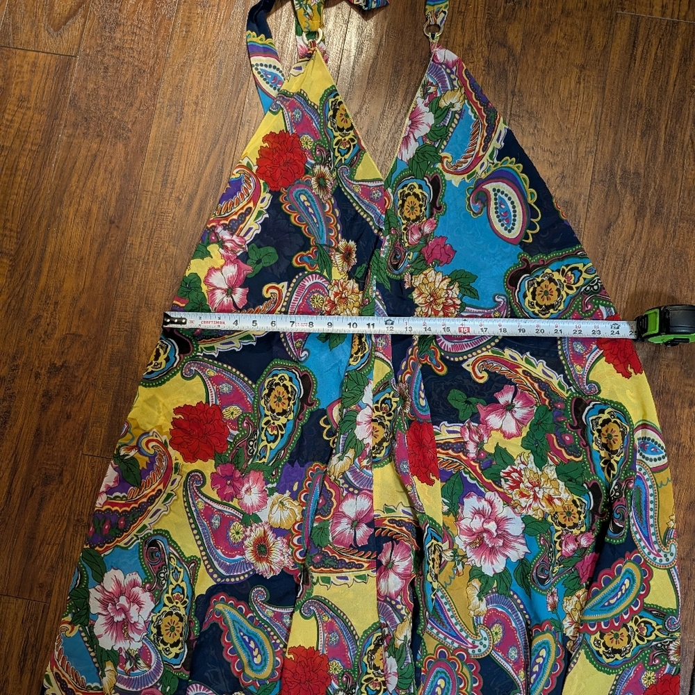 NWT Zury Free Size Paisley Halter Dress Handkerchief Hem Coverup - Picture 9 of 10